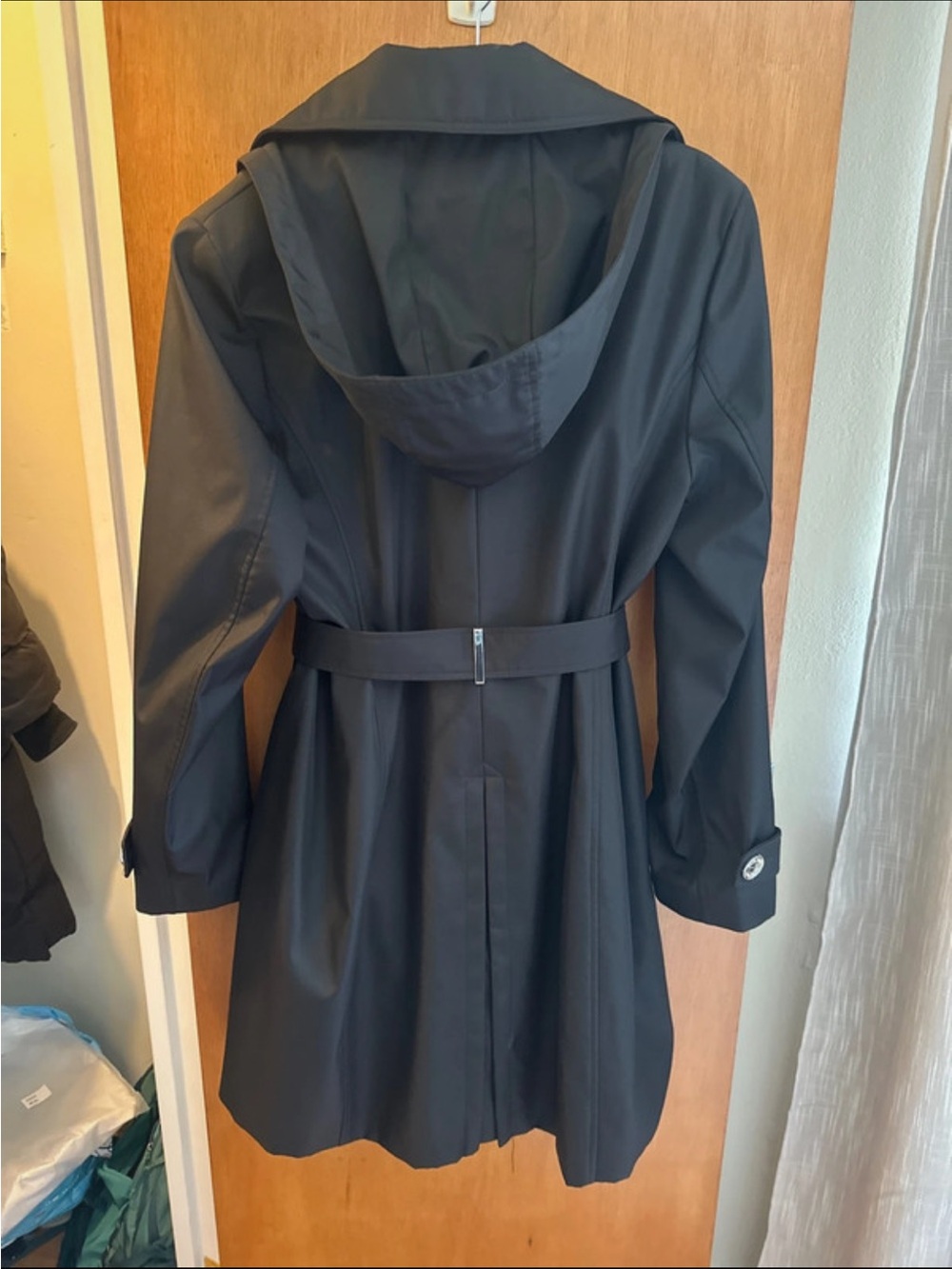 Calvin Klein Black Women's Trench Coat with Belt - Picture 6 of 6
